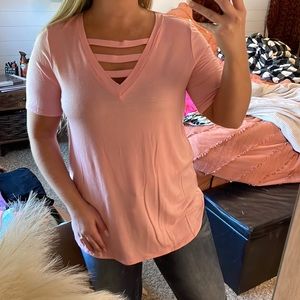 Pink v-neck tee
